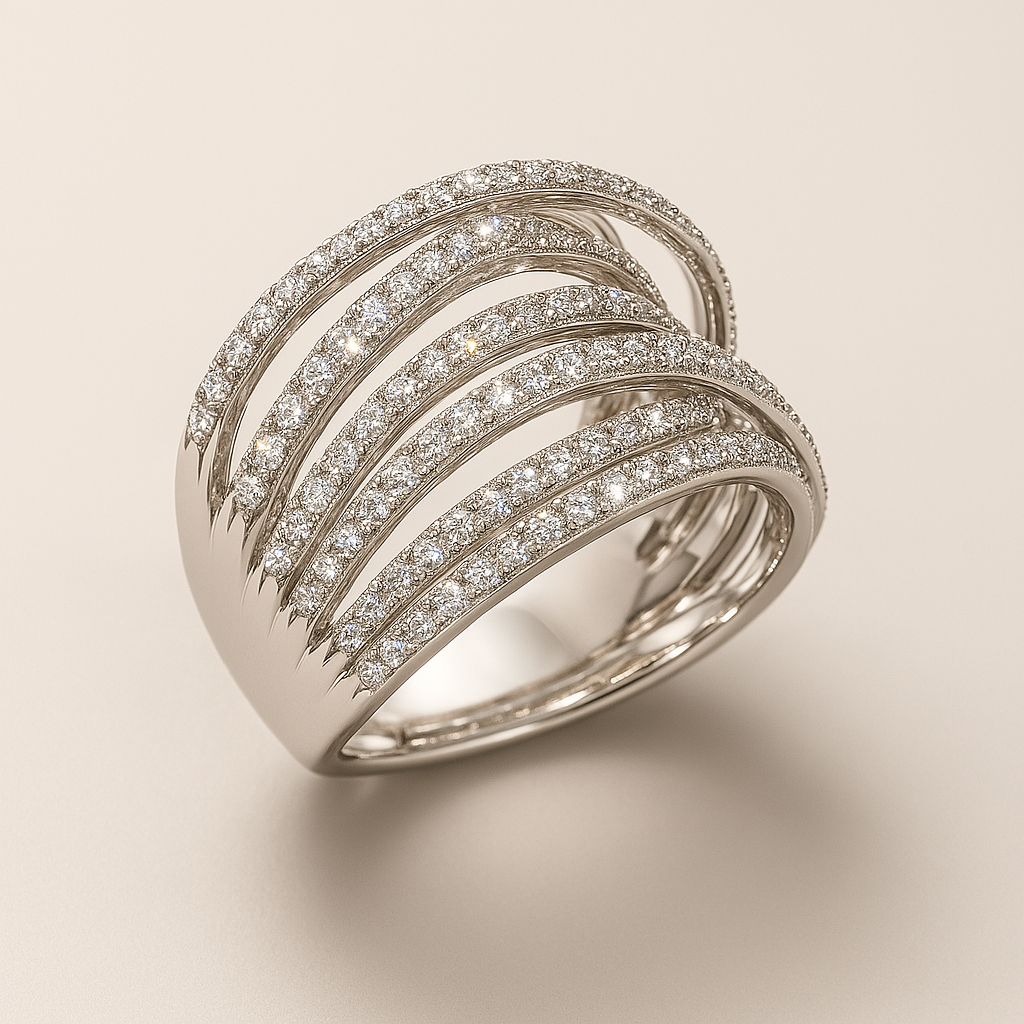 Océane | Bague en Argent Zirconia Vintage Superposée