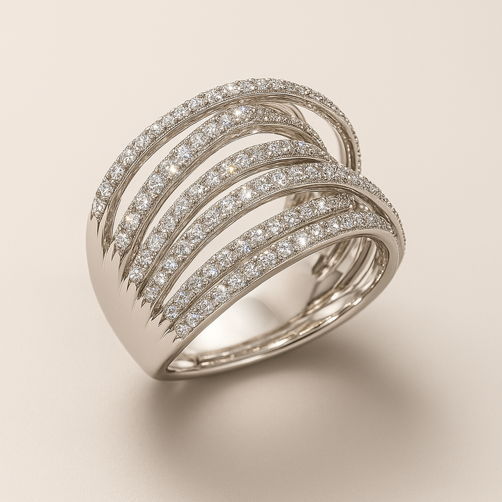 Océane | Bague en Argent Zirconia Vintage Superposée
