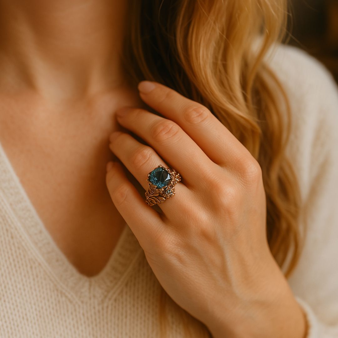 Clémence | Bague en cristal vert naturel