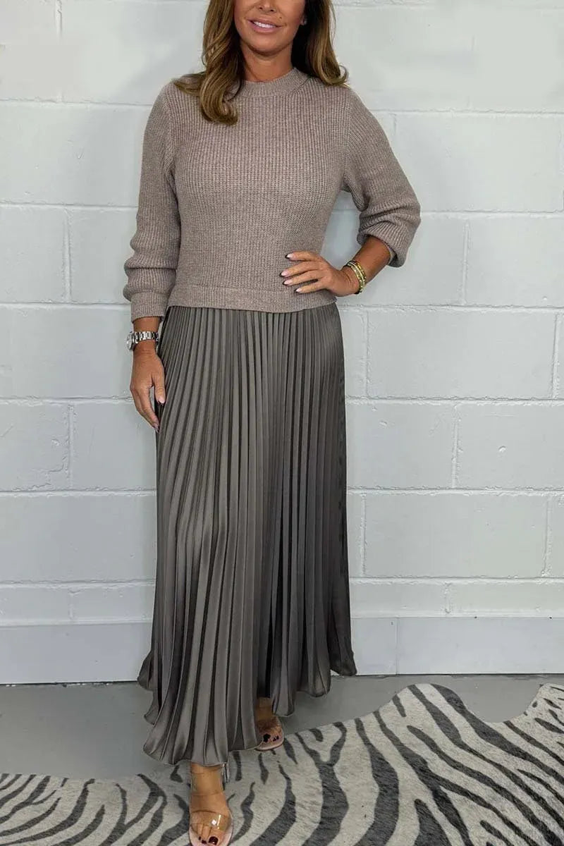 Camilla | Robe maxi avec sweater et jupe plissée