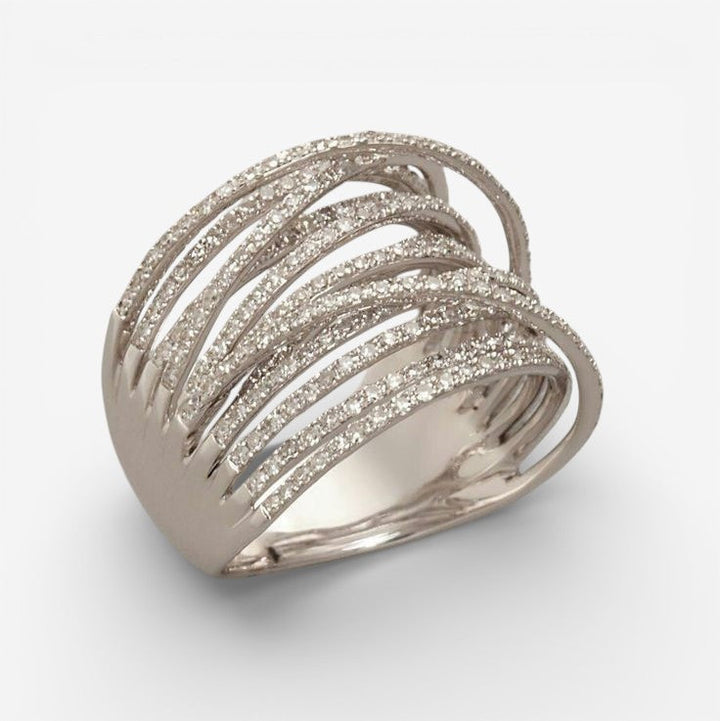 Océane | Bague en Argent Zirconia Vintage Superposée