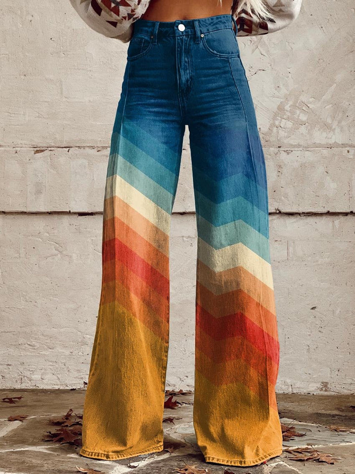 Léa | Pantalons Retro Zigzag Élégants