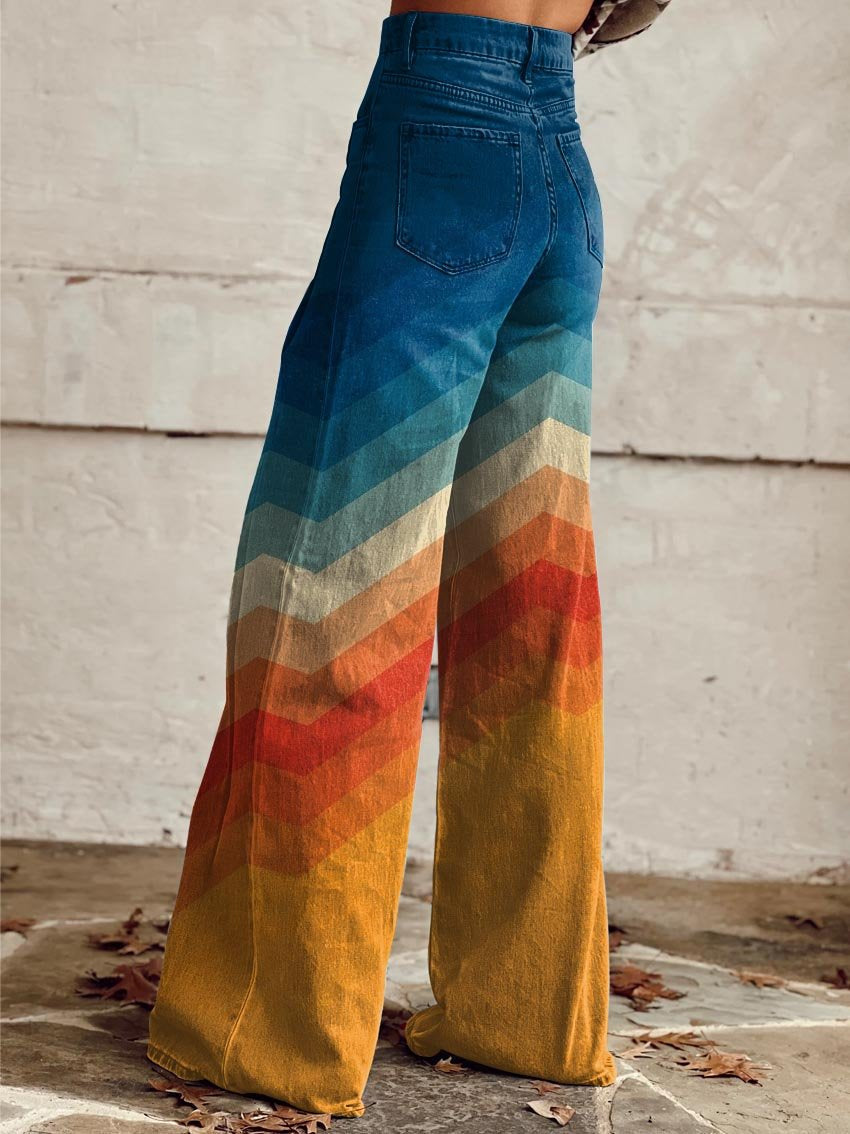 Léa | Pantalons Retro Zigzag Élégants