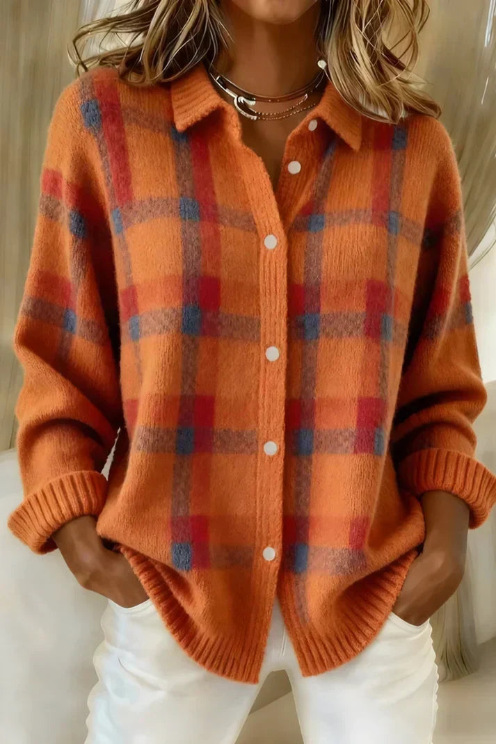 Gisèle | Pull en tricot à carreaux doux