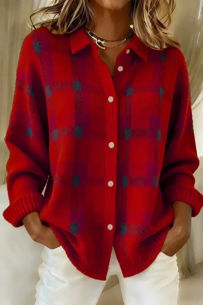 Gisèle | Pull en tricot à carreaux doux