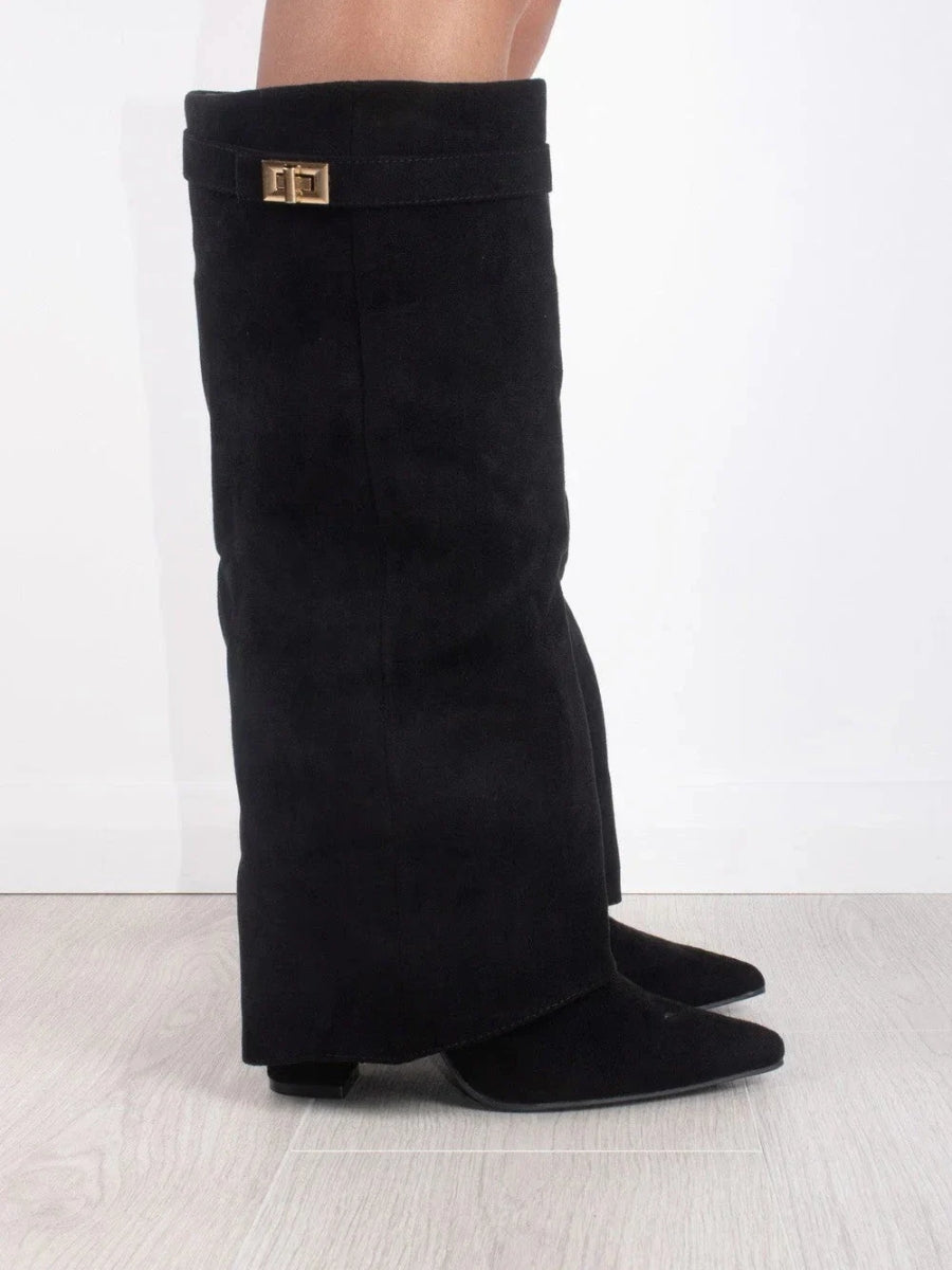 Jay | Bottes Femme Genou avec Partie Supérieure Évasée et Talon Bloc